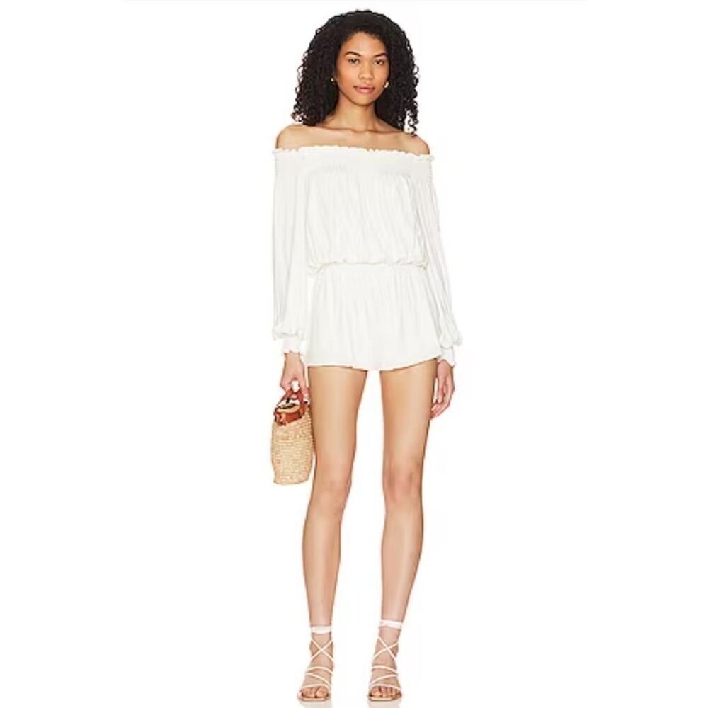 Lovers + Friends White Off-Shoulder Romper